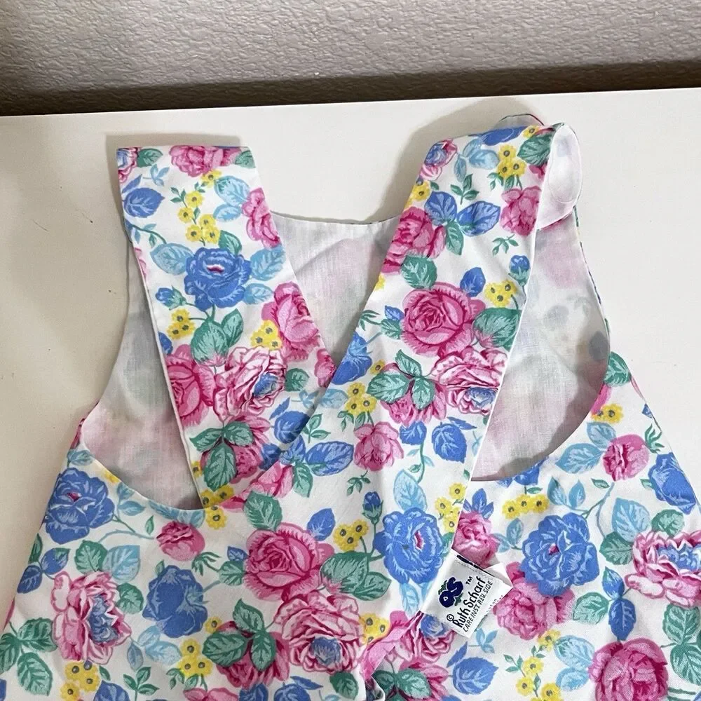 Vintage Ruth Scharf Floral Roses Dress and Bloomers 2-Pc Set Girls SZ 24 Months